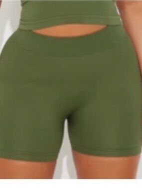 Fashion Nova Olive High-Waist Bike Shorts